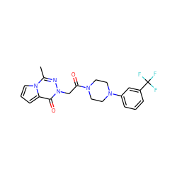 Cc1nn(CC(=O)N2CCN(c3cccc(C(F)(F)F)c3)CC2)c(=O)c2cccn12 ZINC000008587874