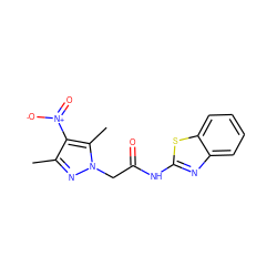 Cc1nn(CC(=O)Nc2nc3ccccc3s2)c(C)c1[N+](=O)[O-] ZINC000001067743