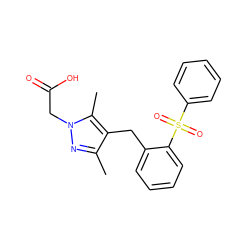 Cc1nn(CC(=O)O)c(C)c1Cc1ccccc1S(=O)(=O)c1ccccc1 ZINC000103237994