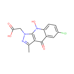 Cc1nn(CC(=O)O)c2c1c(=O)c1cc(Cl)ccc1n2O ZINC000014959929