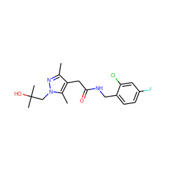 Cc1nn(CC(C)(C)O)c(C)c1CC(=O)NCc1ccc(F)cc1Cl ZINC000095565064