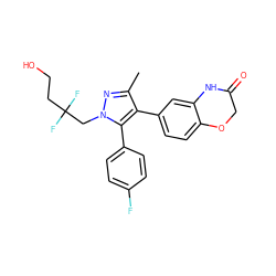 Cc1nn(CC(F)(F)CCO)c(-c2ccc(F)cc2)c1-c1ccc2c(c1)NC(=O)CO2 ZINC000200977822