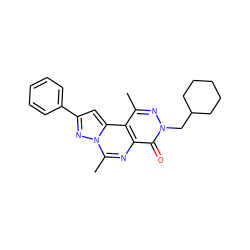 Cc1nn(CC2CCCCC2)c(=O)c2nc(C)n3nc(-c4ccccc4)cc3c12 ZINC000028525022