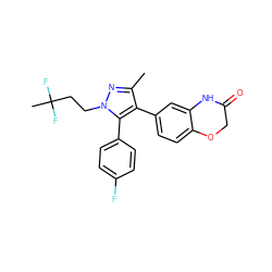 Cc1nn(CCC(C)(F)F)c(-c2ccc(F)cc2)c1-c1ccc2c(c1)NC(=O)CO2 ZINC000200981336