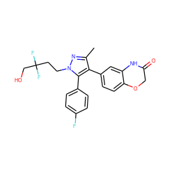 Cc1nn(CCC(F)(F)CO)c(-c2ccc(F)cc2)c1-c1ccc2c(c1)NC(=O)CO2 ZINC000200981279