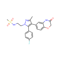 Cc1nn(CCNS(C)(=O)=O)c(-c2ccc(F)cc2)c1-c1ccc2c(c1)NC(=O)CO2 ZINC000200988293