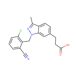 Cc1nn(Cc2c(Cl)cccc2C#N)c2cc(CCC(=O)O)ccc12 ZINC000205648461