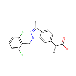 Cc1nn(Cc2c(Cl)cccc2Cl)c2cc([C@@H](C)C(=O)O)ccc12 ZINC000205653412