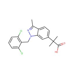 Cc1nn(Cc2c(Cl)cccc2Cl)c2cc(C(C)(C)C(=O)O)ccc12 ZINC000203702150