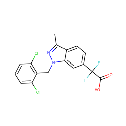 Cc1nn(Cc2c(Cl)cccc2Cl)c2cc(C(F)(F)C(=O)O)ccc12 ZINC000205664985