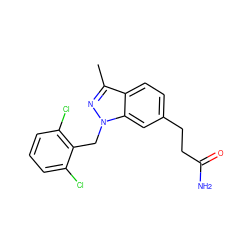 Cc1nn(Cc2c(Cl)cccc2Cl)c2cc(CCC(N)=O)ccc12 ZINC000205648675