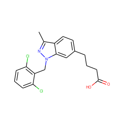 Cc1nn(Cc2c(Cl)cccc2Cl)c2cc(CCCC(=O)O)ccc12 ZINC000205648648