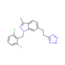 Cc1nn(Cc2c(Cl)cccc2Cl)c2cc(CCc3nn[nH]n3)ccc12 ZINC000205648703