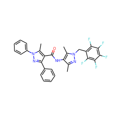 Cc1nn(Cc2c(F)c(F)c(F)c(F)c2F)c(C)c1NC(=O)c1c(-c2ccccc2)nn(-c2ccccc2)c1C ZINC000002743396