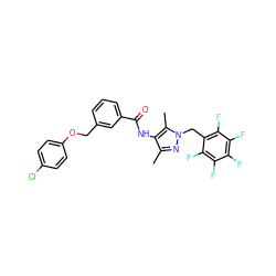 Cc1nn(Cc2c(F)c(F)c(F)c(F)c2F)c(C)c1NC(=O)c1cccc(COc2ccc(Cl)cc2)c1 ZINC000002743971