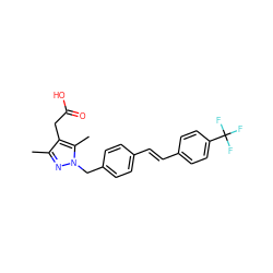 Cc1nn(Cc2ccc(/C=C/c3ccc(C(F)(F)F)cc3)cc2)c(C)c1CC(=O)O ZINC000113990578