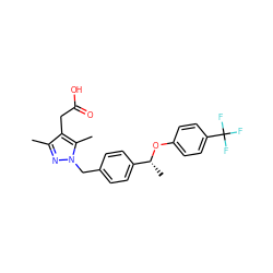 Cc1nn(Cc2ccc([C@@H](C)Oc3ccc(C(F)(F)F)cc3)cc2)c(C)c1CC(=O)O ZINC000168955833