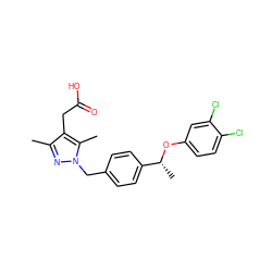 Cc1nn(Cc2ccc([C@@H](C)Oc3ccc(Cl)c(Cl)c3)cc2)c(C)c1CC(=O)O ZINC000113988799