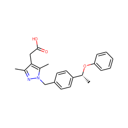 Cc1nn(Cc2ccc([C@@H](C)Oc3ccccc3)cc2)c(C)c1CC(=O)O ZINC000168956008