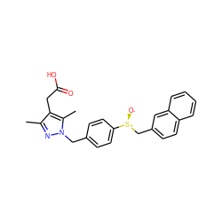 Cc1nn(Cc2ccc([S@@+]([O-])Cc3ccc4ccccc4c3)cc2)c(C)c1CC(=O)O ZINC000168958760