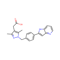 Cc1nn(Cc2ccc(-c3cc4ncccc4[nH]3)cc2)c(C)c1CC(=O)O ZINC000203686202