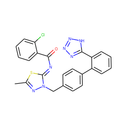 Cc1nn(Cc2ccc(-c3ccccc3-c3nnn[nH]3)cc2)/c(=N/C(=O)c2ccccc2Cl)s1 ZINC000049882038