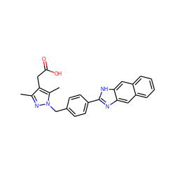 Cc1nn(Cc2ccc(-c3nc4cc5ccccc5cc4[nH]3)cc2)c(C)c1CC(=O)O ZINC001772618870