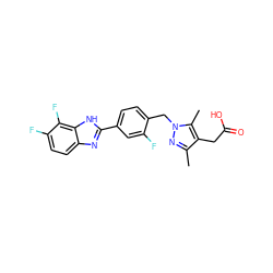 Cc1nn(Cc2ccc(-c3nc4ccc(F)c(F)c4[nH]3)cc2F)c(C)c1CC(=O)O ZINC001772586273