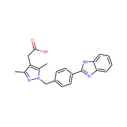 Cc1nn(Cc2ccc(-c3nc4ccccc4[nH]3)cc2)c(C)c1CC(=O)O ZINC001772629628