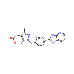 Cc1nn(Cc2ccc(-c3nc4cccnc4[nH]3)cc2F)c(C)c1CC(=O)O ZINC001772632320