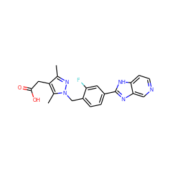 Cc1nn(Cc2ccc(-c3nc4cnccc4[nH]3)cc2F)c(C)c1CC(=O)O ZINC001772645459