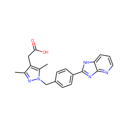 Cc1nn(Cc2ccc(-c3nc4ncccc4[nH]3)cc2)c(C)c1CC(=O)O ZINC001772621705