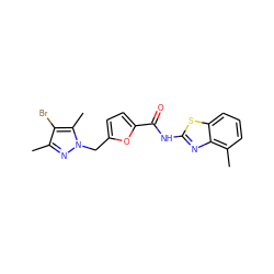 Cc1nn(Cc2ccc(C(=O)Nc3nc4c(C)cccc4s3)o2)c(C)c1Br ZINC000002745046