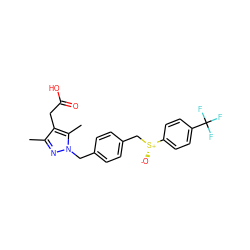 Cc1nn(Cc2ccc(C[S@@+]([O-])c3ccc(C(F)(F)F)cc3)cc2)c(C)c1CC(=O)O ZINC000113988976