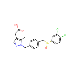 Cc1nn(Cc2ccc(C[S@@+]([O-])c3ccc(Cl)c(Cl)c3)cc2)c(C)c1CC(=O)O ZINC000113988505