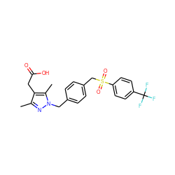 Cc1nn(Cc2ccc(CS(=O)(=O)c3ccc(C(F)(F)F)cc3)cc2)c(C)c1CC(=O)O ZINC000113987662