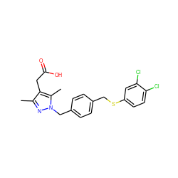 Cc1nn(Cc2ccc(CSc3ccc(Cl)c(Cl)c3)cc2)c(C)c1CC(=O)O ZINC000113988571