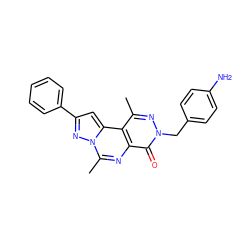 Cc1nn(Cc2ccc(N)cc2)c(=O)c2nc(C)n3nc(-c4ccccc4)cc3c12 ZINC000028524744