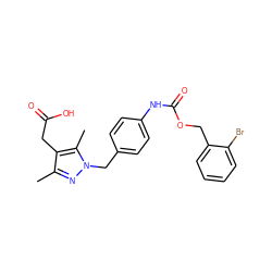 Cc1nn(Cc2ccc(NC(=O)OCc3ccccc3Br)cc2)c(C)c1CC(=O)O ZINC000169704007