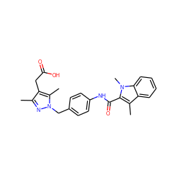 Cc1nn(Cc2ccc(NC(=O)c3c(C)c4ccccc4n3C)cc2)c(C)c1CC(=O)O ZINC000169703179