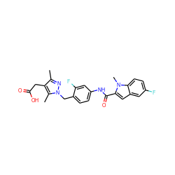 Cc1nn(Cc2ccc(NC(=O)c3cc4cc(F)ccc4n3C)cc2F)c(C)c1CC(=O)O ZINC000169703213