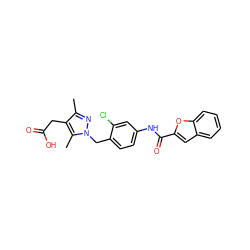 Cc1nn(Cc2ccc(NC(=O)c3cc4ccccc4o3)cc2Cl)c(C)c1CC(=O)O ZINC000169703171