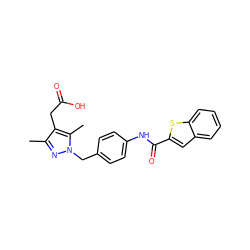 Cc1nn(Cc2ccc(NC(=O)c3cc4ccccc4s3)cc2)c(C)c1CC(=O)O ZINC000169703181