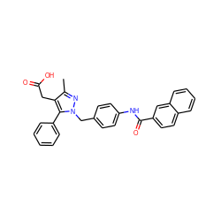 Cc1nn(Cc2ccc(NC(=O)c3ccc4ccccc4c3)cc2)c(-c2ccccc2)c1CC(=O)O ZINC000168893387