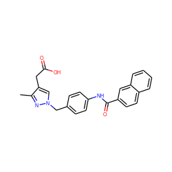 Cc1nn(Cc2ccc(NC(=O)c3ccc4ccccc4c3)cc2)cc1CC(=O)O ZINC000168909550