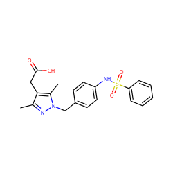 Cc1nn(Cc2ccc(NS(=O)(=O)c3ccccc3)cc2)c(C)c1CC(=O)O ZINC000113989847