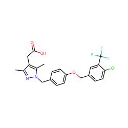 Cc1nn(Cc2ccc(OCc3ccc(Cl)c(C(F)(F)F)c3)cc2)c(C)c1CC(=O)O ZINC000168950205