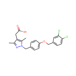 Cc1nn(Cc2ccc(OCc3ccc(Cl)c(Cl)c3)cc2)c(C)c1CC(=O)O ZINC000113989952