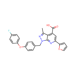 Cc1nn(Cc2ccc(Oc3ccc(F)cc3)cc2)c2nc(-c3ccco3)cc(C(=O)O)c12 ZINC001772570185