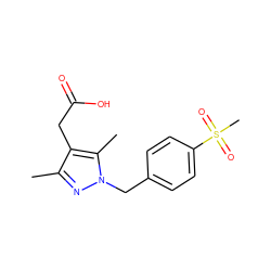 Cc1nn(Cc2ccc(S(C)(=O)=O)cc2)c(C)c1CC(=O)O ZINC000096270514